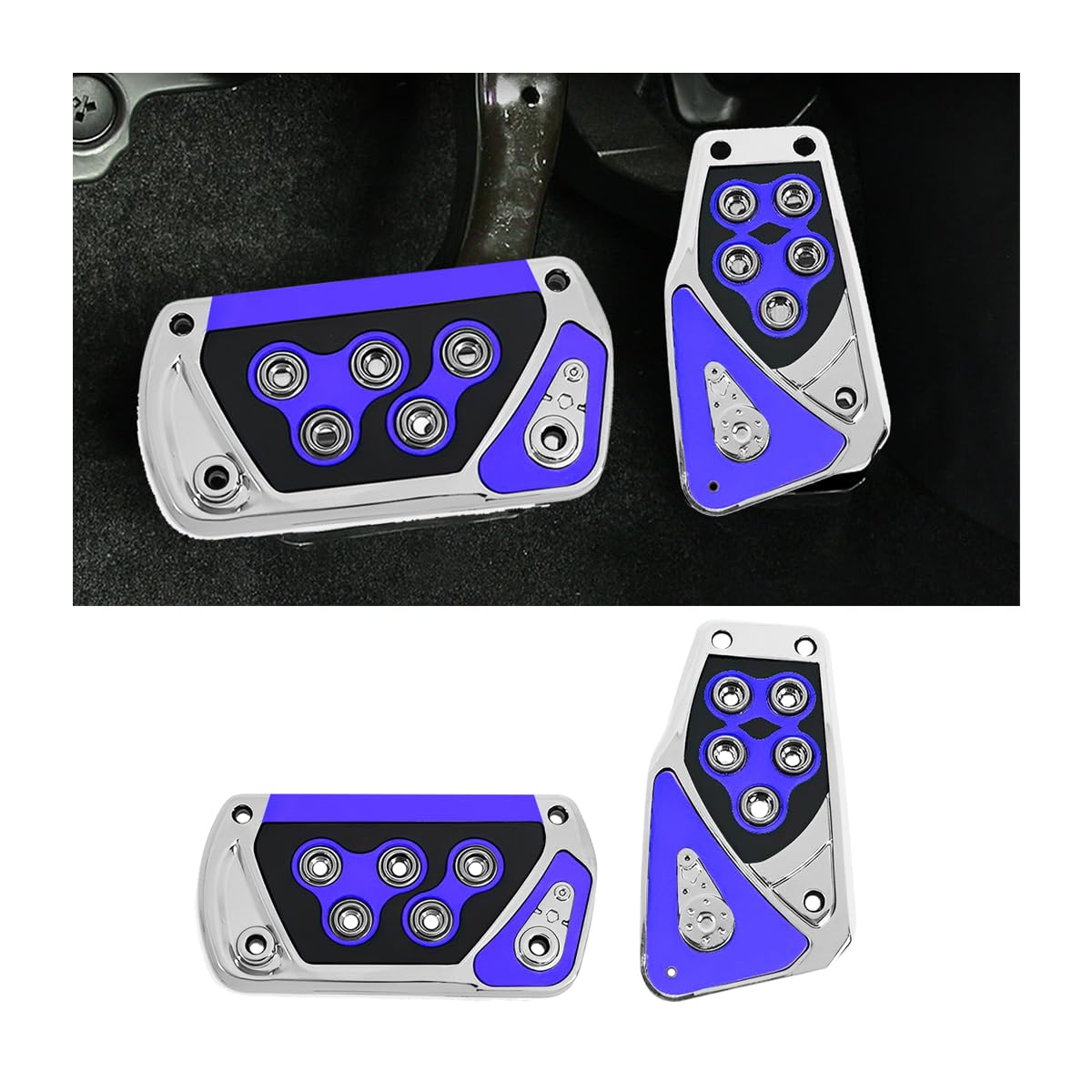 CGEAMDY 2 PCS Auto Pedal Pad Abdeckung, Anti-Rutsch-Automatik-Getriebebremse Gaspedal, Universelle Pedalauflageabdeckung Auto Gaspedal Bremsauflage Pedal(Blau) von CGEAMDY