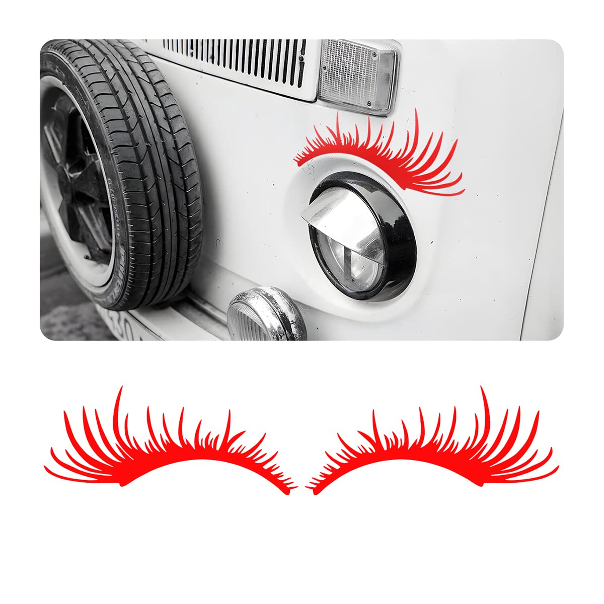 CGEAMDY 2 Paare Abdeckung Scheinwerferblenden, Auto Scheinwerfer Augenbrauen Augenlider Trim, Augenbrauen Scheinwerfer Aufkleber Wimpern Autoaufkleber(Rot) von CGEAMDY