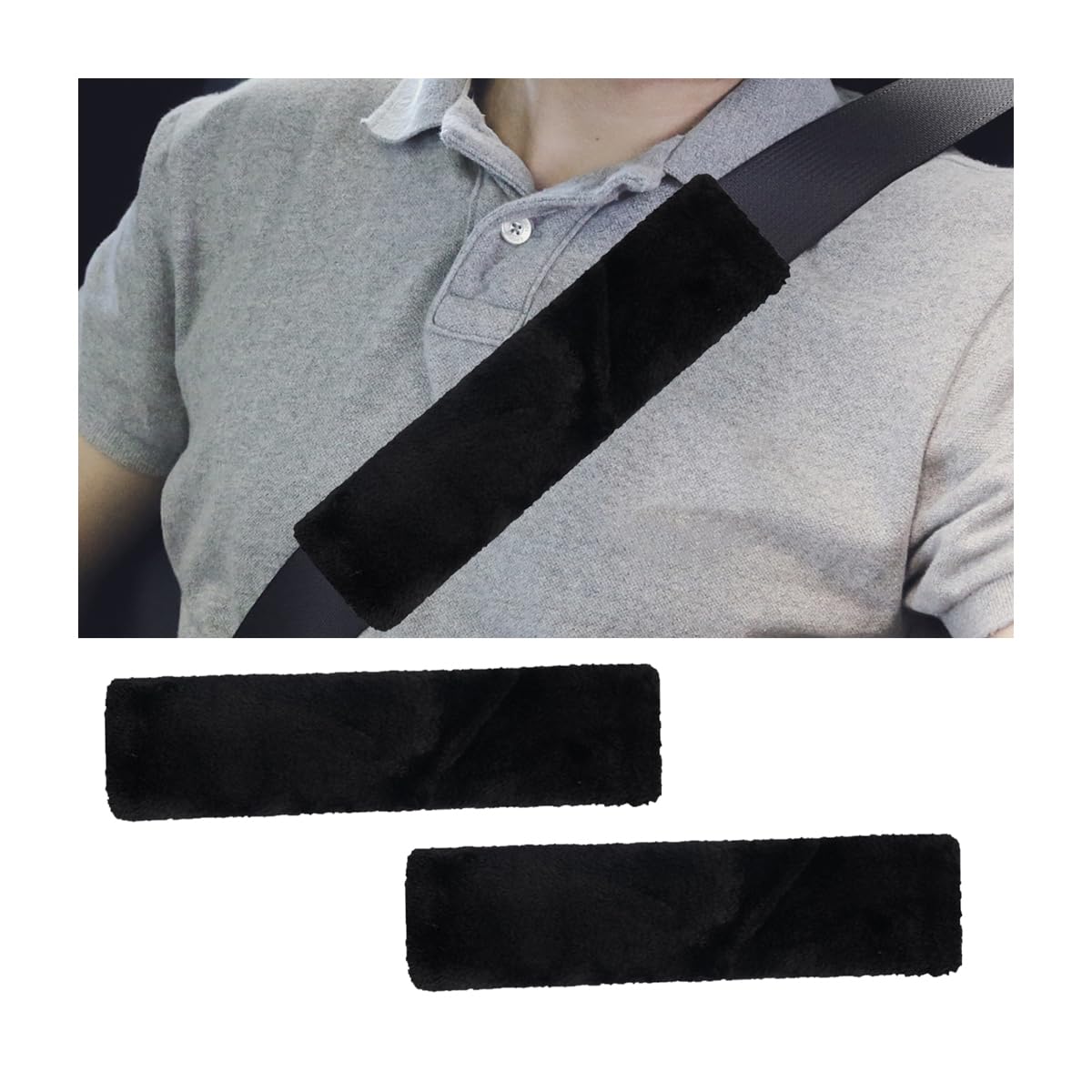 CGEAMDY 2 Stück Auto Gurtpolster, Gurtpolster Strapazierfähige Autositzgurtpolster, Sicherheitsgurt Gurt, Polsterung Für Sitzgurt Im Auto Kinder Erwachsene(Schwarz) von CGEAMDY