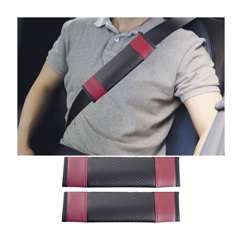 CGEAMDY 2 Stück Auto Sicherheitsgurt Pads, Abnehmbare Sicherheitsgurt Schulter Protector, Leder Sicherheitsgurt Schulterpolster Für Erwachsene(Burgund) von CGEAMDY