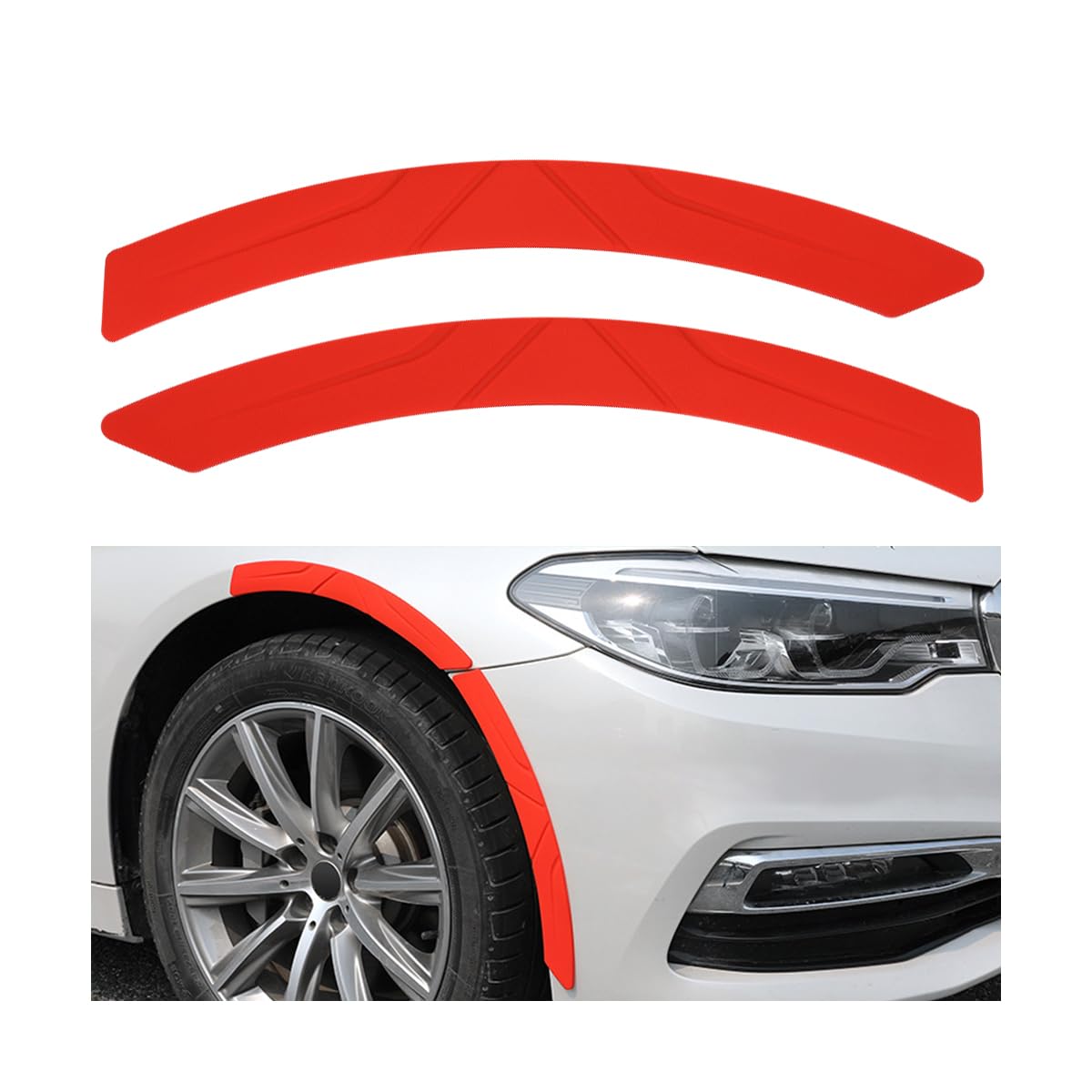 CGEAMDY 2 Stück Kratzer Auto Radkasten Kotflügel Augenbrauen, Auto Rad-Augenbrauen-Streifen, Universal Anti Kollision Radlauf Schutz Aufkleber, Universelles Schutzzubehör Für Automobile(Rot) von CGEAMDY