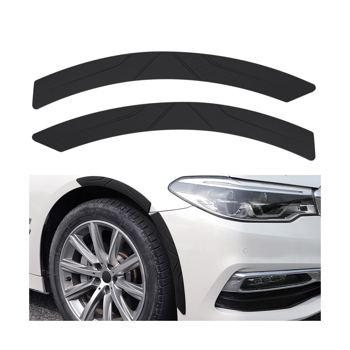 CGEAMDY 2 Stück Kratzer Auto Radkasten Kotflügel Augenbrauen, Auto Rad-Augenbrauen-Streifen, Universal Anti Kollision Radlauf Schutz Aufkleber, Universelles Schutzzubehör Für Automobile(Schwarz) von CGEAMDY