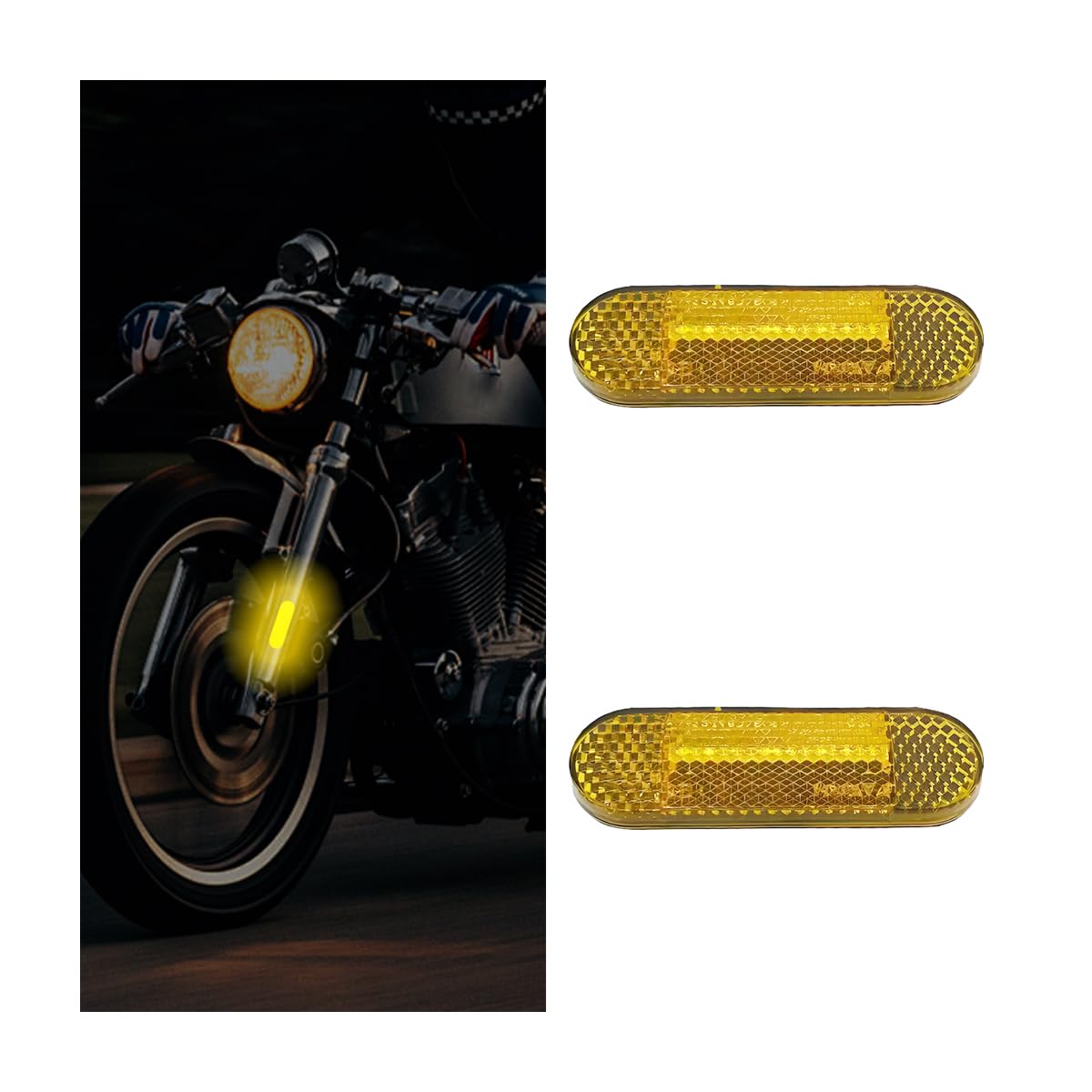 CGEAMDY 2 Stück Motorrad Katzenaugen-Reflektoren, Motorrad Fahrradrückstrahler Selbstklebend Reflektor, Katzenaugen-Reflektoren Für Anhänger(Gelb 96x29x13mm) von CGEAMDY