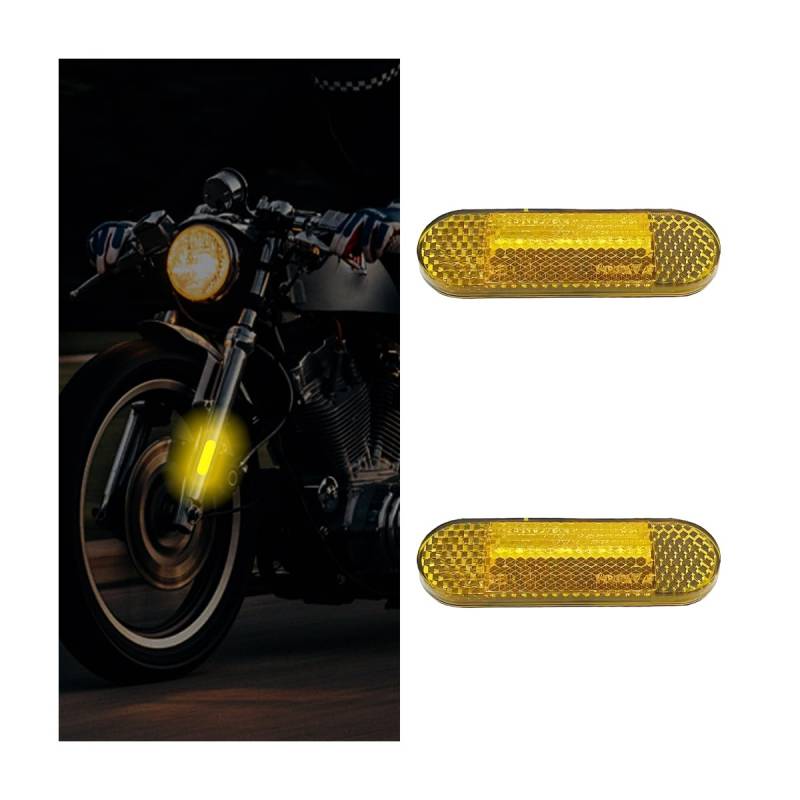 CGEAMDY 2 Stück Motorrad Katzenaugen-Reflektoren, Motorrad Fahrradrückstrahler Selbstklebend Reflektor, Katzenaugen-Reflektoren Für Anhänger(Gelb 96x29x13mm) von CGEAMDY