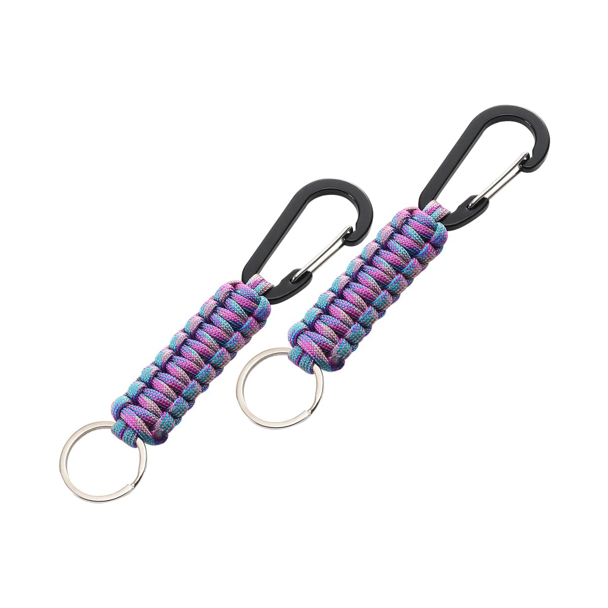 CGEAMDY 2 Stück Paracord Schlüsselanhänger, Paracord Schlüsselanhänger Karabiner, Schlüsselband mit Karabiner Geflochtenes Lanyard(Blau und Lila Camouflage) von CGEAMDY