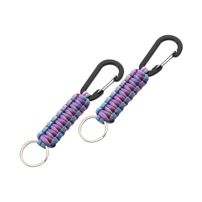 CGEAMDY 2 Stück Paracord Schlüsselanhänger, Paracord Schlüsselanhänger Karabiner, Schlüsselband mit Karabiner Geflochtenes Lanyard(Blau und Lila Camouflage) von CGEAMDY