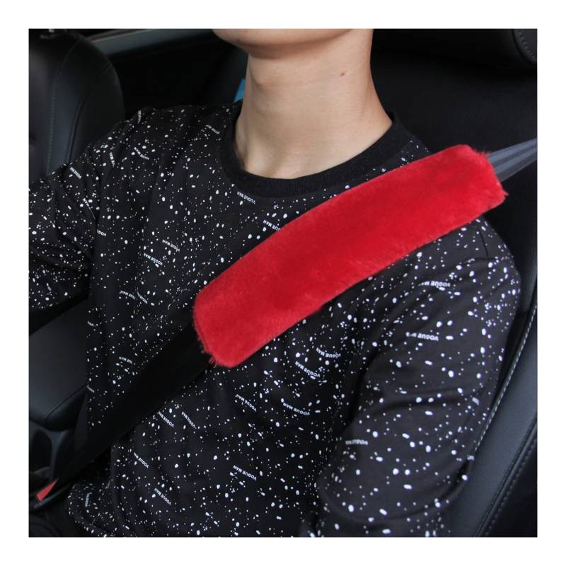 CGEAMDY 2 Stück Sicherheitsgurt-Kissenbezug, Universales Schulterpolster für Auto-Innenzubehör, Auto-Sicherheitsgurtbezüge für Erwachsene, Frauen und Männer (Rot) von CGEAMDY