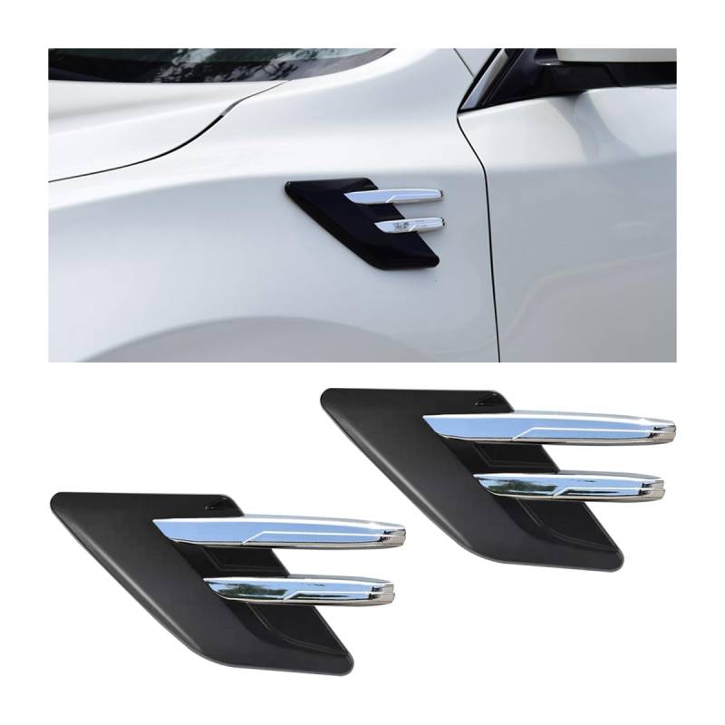 CGEAMDY 2Pcs Lufteinlass Gitter Vent Dekoration, Turbo Motorhaube Entlüftungsabdeckung Haube, Motorhaube Luftentlüftung Modifiziertes Zubehör(Schwarz/Galvanisiert) von CGEAMDY
