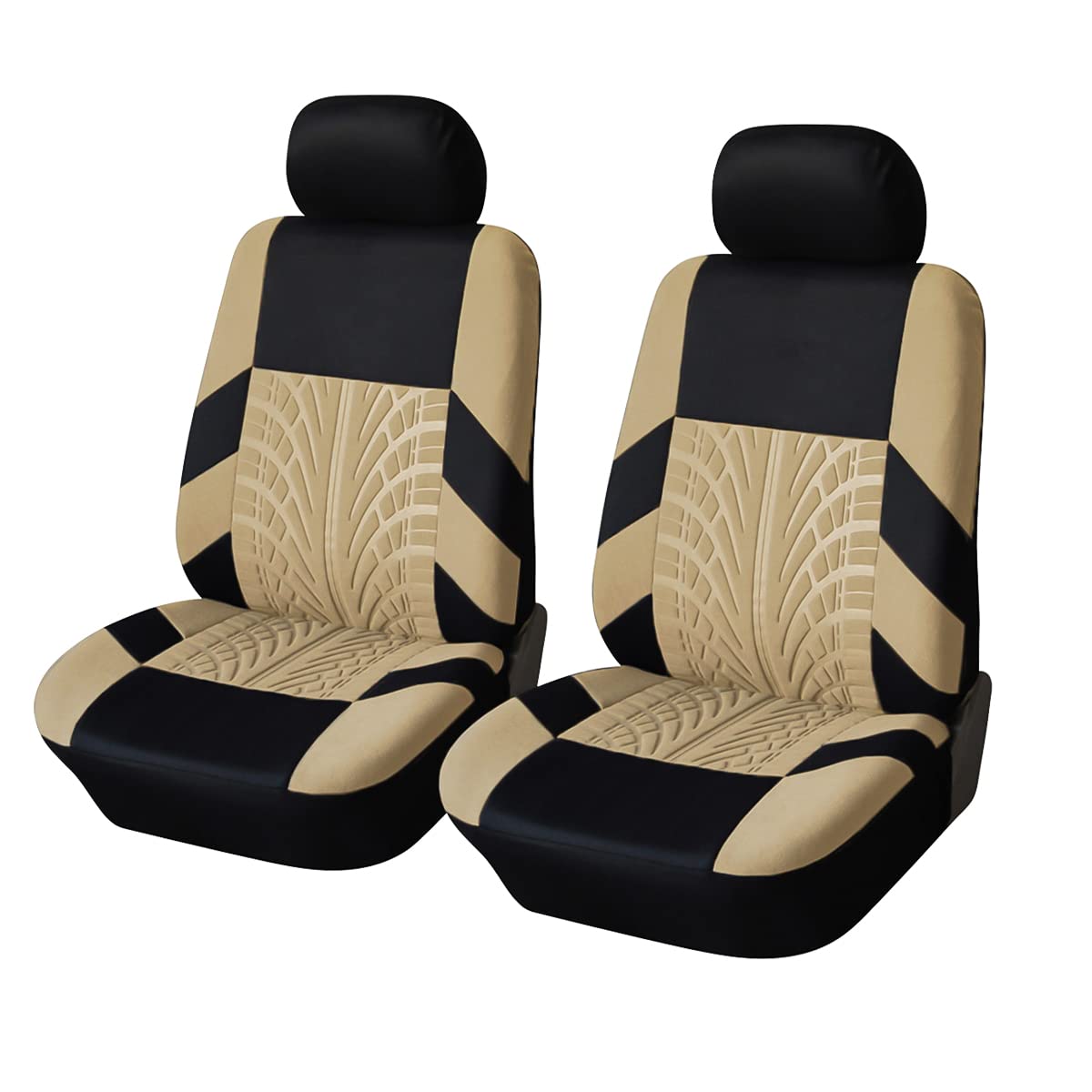 CGEAMDY 2er Set Autositzbezügemit Geprägten Körnern, Universell Sitzbezug Auto Sitzschoner Kompatibel, Rutsch-Und Wasserfestes, Für Limousinen, Auto, Van(Beige) von CGEAMDY