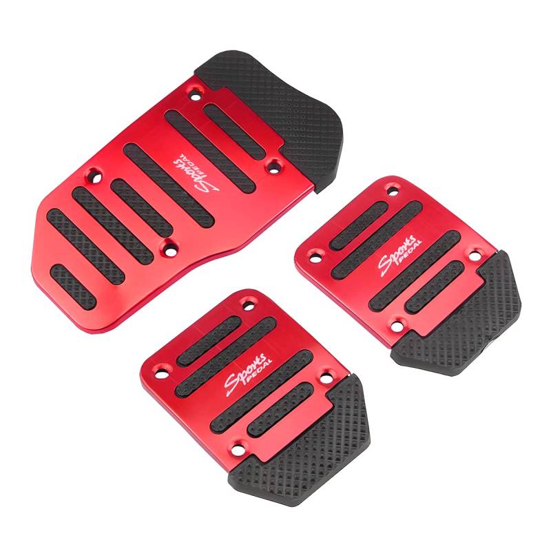 CGEAMDY 3 PCS Auto-Anti-Rutsch-Fußpedal, Auto-Pedale-Abdeckung Kraftstoff-Beschleuniger-Bremspedal-Pads-Kit, Auto-Beschleuniger Gas Bremspedal Kupplungspedal(Rot) von CGEAMDY