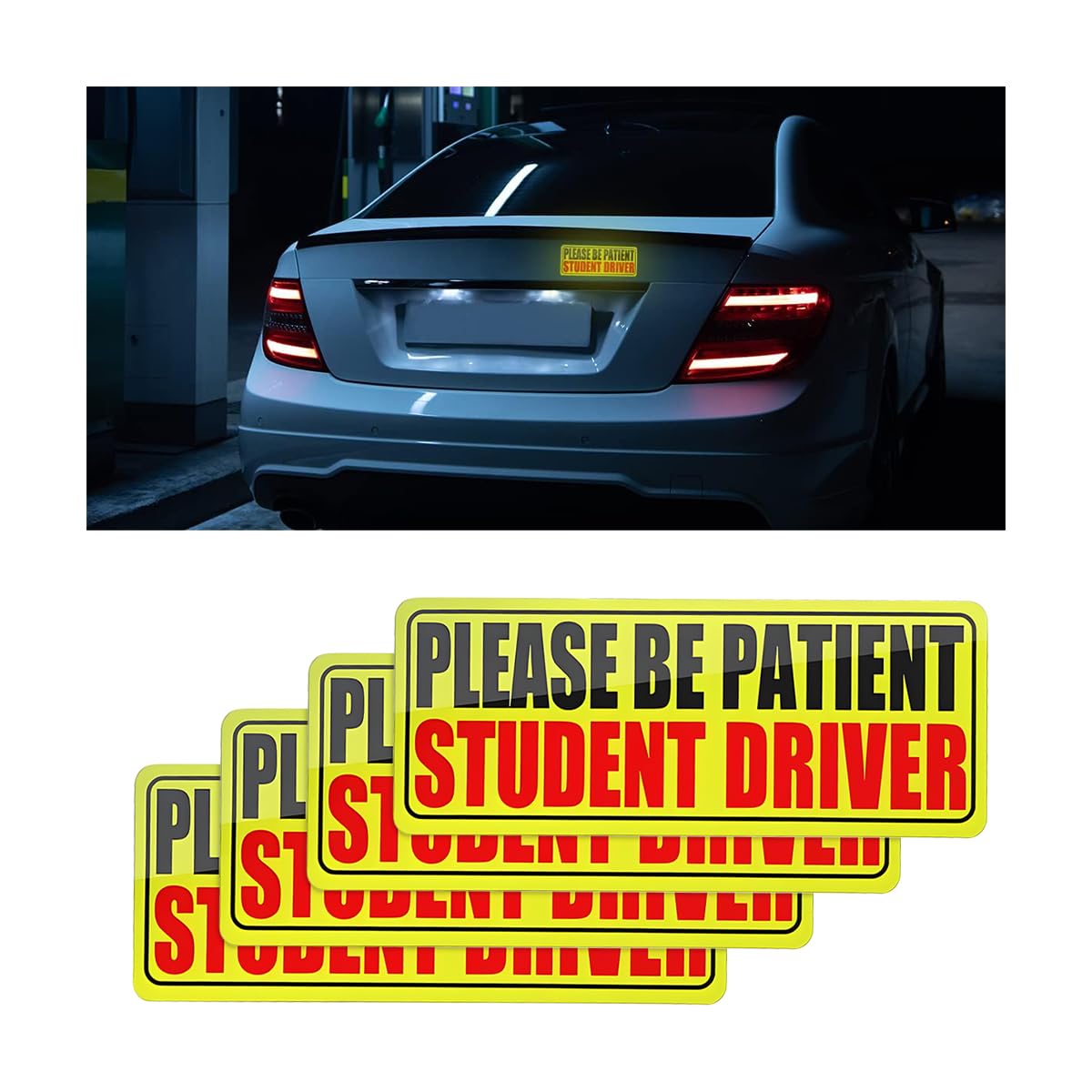 CGEAMDY 3 Stück Reflektierende Magnetische Autoschilder, Please Be Patient Student Driver Fahrzeugsicherheits, Stoßstangenmagnet, für Neue Fahrer Oder Anfänger（Rot） von CGEAMDY