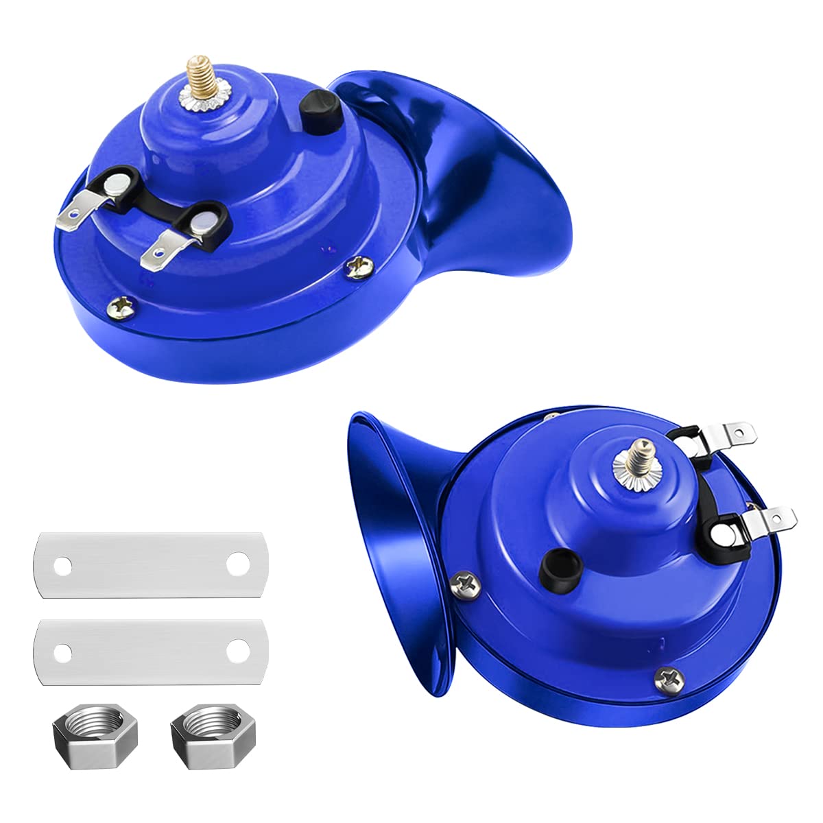 CGEAMDY 300DB Schnecke Air Horn, 2 Stücke 12V Elektrisches Schneckenhorn Super Laute Hupe, Wasserdicht Schneckenlufthorn Kit für Autos Züge Boote Motorrad LKW (Blau) von CGEAMDY