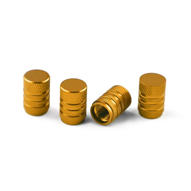 CGEAMDY 4 Pcs Hochwertige Farbe Aluminium Ventilkappen, Aluminium Ventilkappen, Universelle Ventilkappen für Autos LKWs Motorräder, Universal Reifenventilkappen (Gold) von CGEAMDY