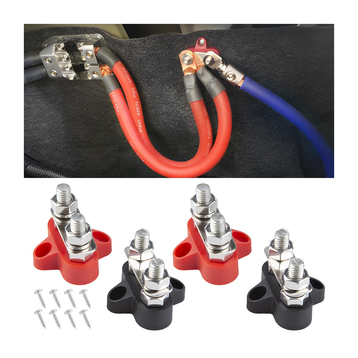 CGEAMDY 4 Stück Universal Bus Bar Terminal Block, M8 Batterie Stromverteilungs-Klemmblock, Isolierter Verbindungspfosten 12v - 48v Dc Sammelschiene Busbar, Für Marine CGEAMDY 4 Stück Universal Bus Bar Terminal Block, M8 Batterie Stromverteilungs-Klemmblock, Isolierter Verbindungspfosten 12v - 48v Dc Sammelschiene Busbar, Für Marine von CGEAMDY