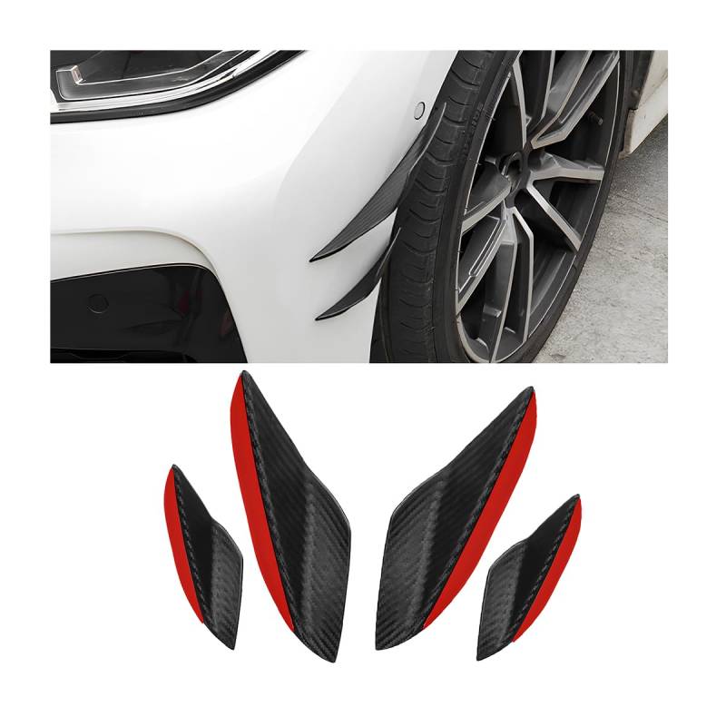 CGEAMDY 4 Stücke Auto Universal Kohlefaser Frontstoßstange Spoiler, Auto Gummi Spoiler Frontstoßstange Spoiler Spoilerlippe, Auto Front Bumper Lip Splitter(Carbon Schwarz) von CGEAMDY