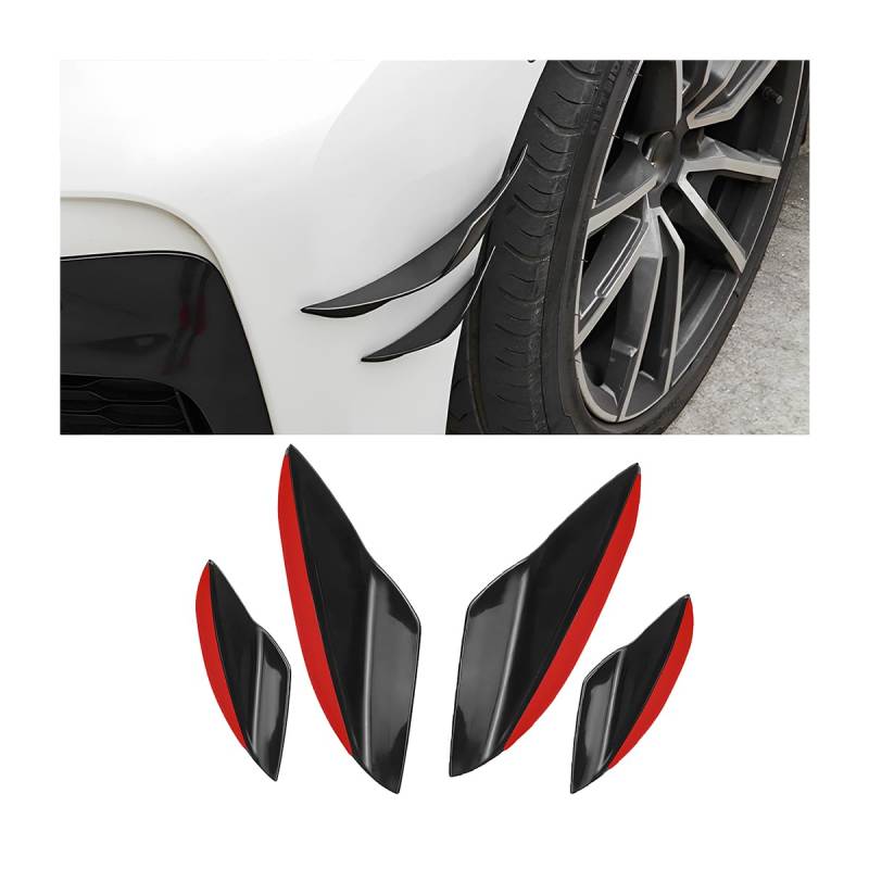 CGEAMDY 4 Stücke Auto Universal Kohlefaser Frontstoßstange Spoiler, Auto Gummi Spoiler Frontstoßstange Spoiler Spoilerlippe, Auto Front Bumper Lip Splitter(Klavierlack Schwarz) von CGEAMDY