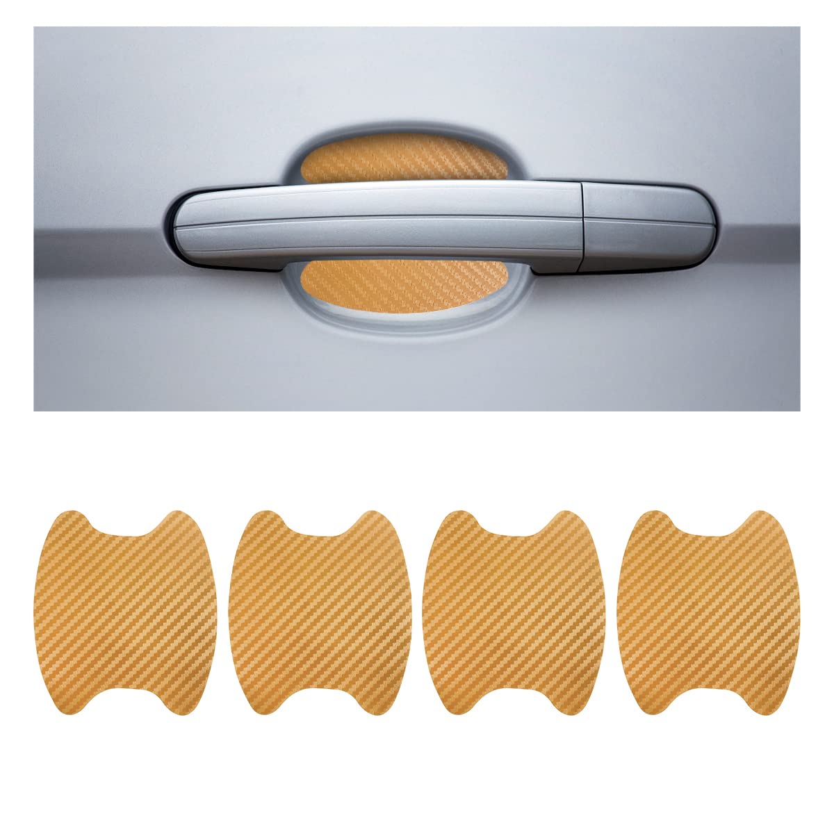 CGEAMDY 4PCS Exterior Car Stickers, Carbon Fiber Protection Film für Autofolie, Kratzfeste Schutzfolie, Universal Fit für die meisten Fahrzeuge (Gold) von CGEAMDY