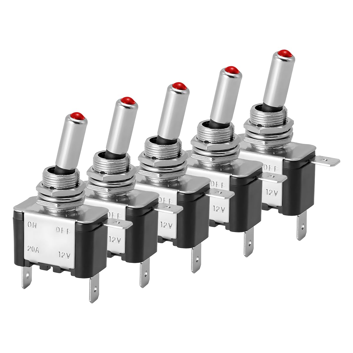 CGEAMDY 5 Stück Auto Kippschalter, Ein/Aus Metall Auto Wippschalter, Rocker Toggle Switch Mit Wasserdicht Schutzkappe, Metall-Kippschalter Zum Auto KFZ LKW Marine Boot CGEAMDY 5 Stück Auto Kippschalter, Ein/Aus Metall Auto Wippschalter, Rocker Toggle Switch Mit Wasserdicht Schutzkappe, Metall-Kippschalter Zum Auto KFZ LKW Marine Boot von CGEAMDY