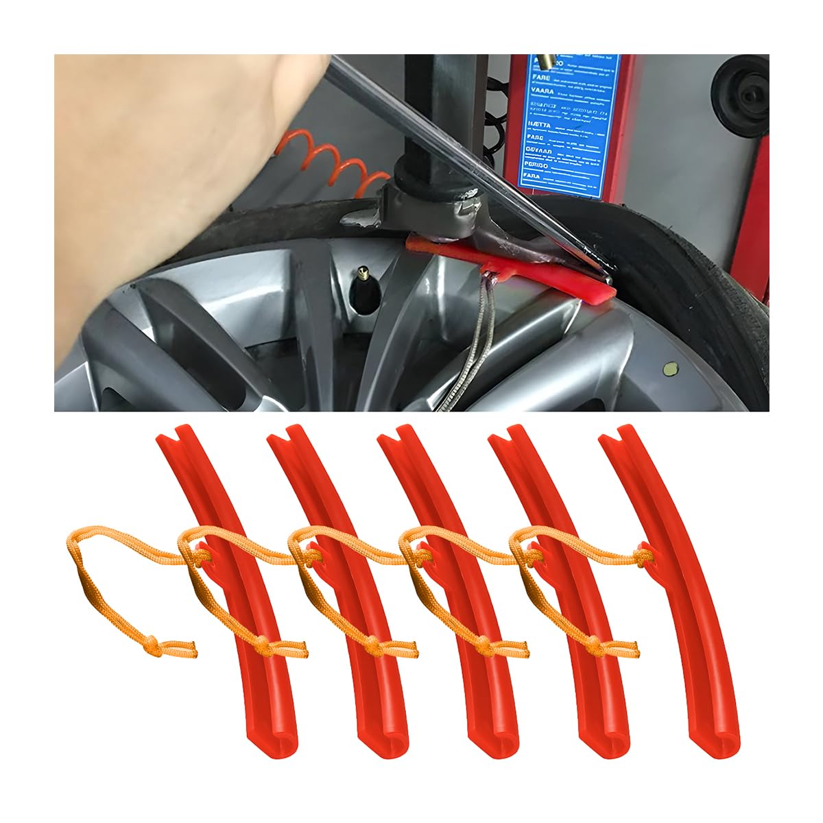 CGEAMDY 5PCS Auto Reifenwechsler Schutz, Reifen Radwechsel Edge Savers Tool, Schutz bei der Reifenmontage, Reifenwechsel Felgenschutz, Motorrad Felgenschützer (Rot) von CGEAMDY