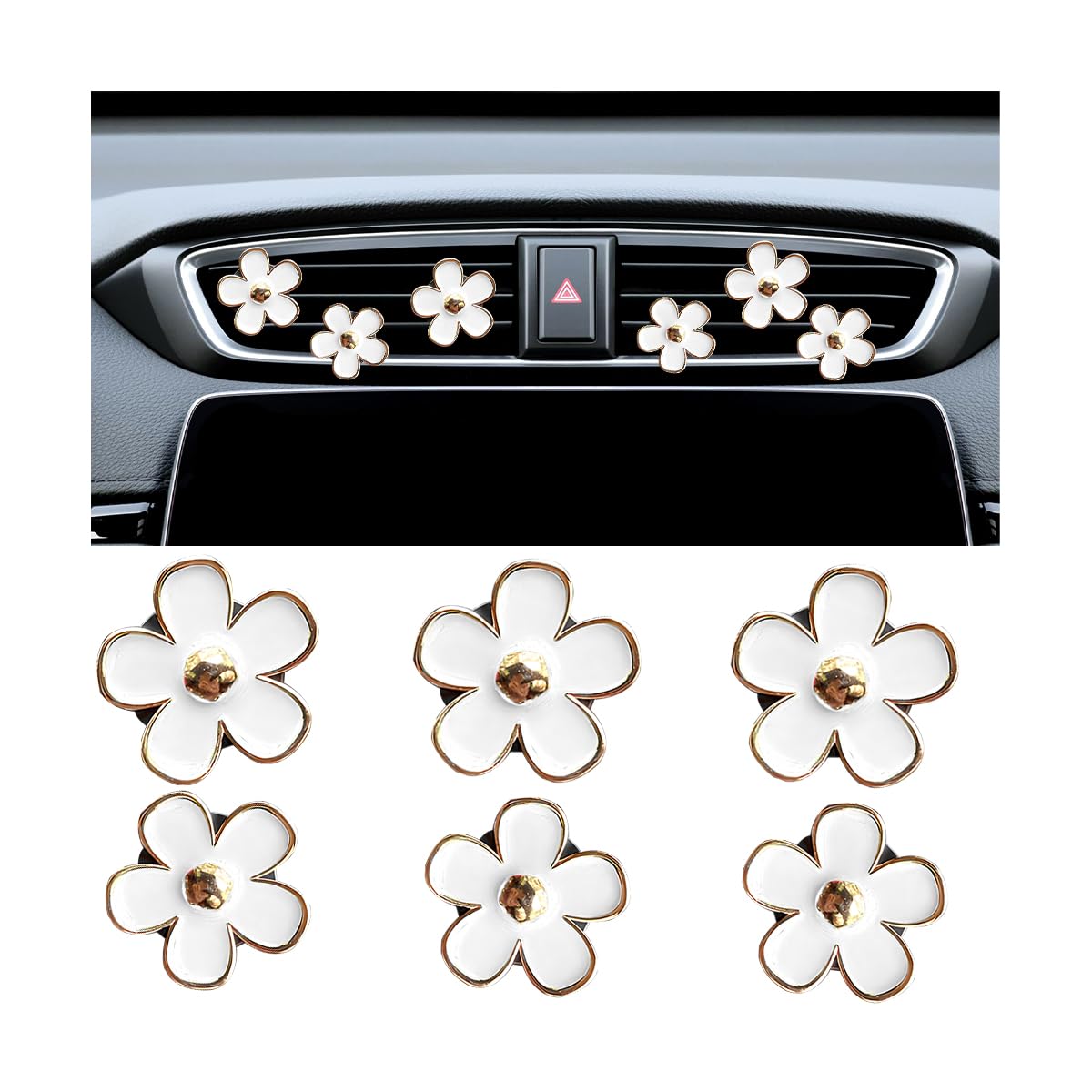 CGEAMDY 6 PCS Auto Lufterfrischer Vent Clip, Auto Lüftungsclips Deko Blumen Auto Dekoration, Nette Blume Autos Klimaanlage Outlet Clip Autos Air Freshener Clip Charm Autos Inter Decor Zubehör(Weiß) CGEAMDY 6 PCS Auto Lufterfrischer Vent Clip, Auto Lüftungsclips Deko Blumen Auto Dekoration, Nette Blume Autos Klimaanlage Outlet Clip Autos Air Freshener Clip Charm Autos Inter Decor Zubehör(Weiß) von CGEAMDY