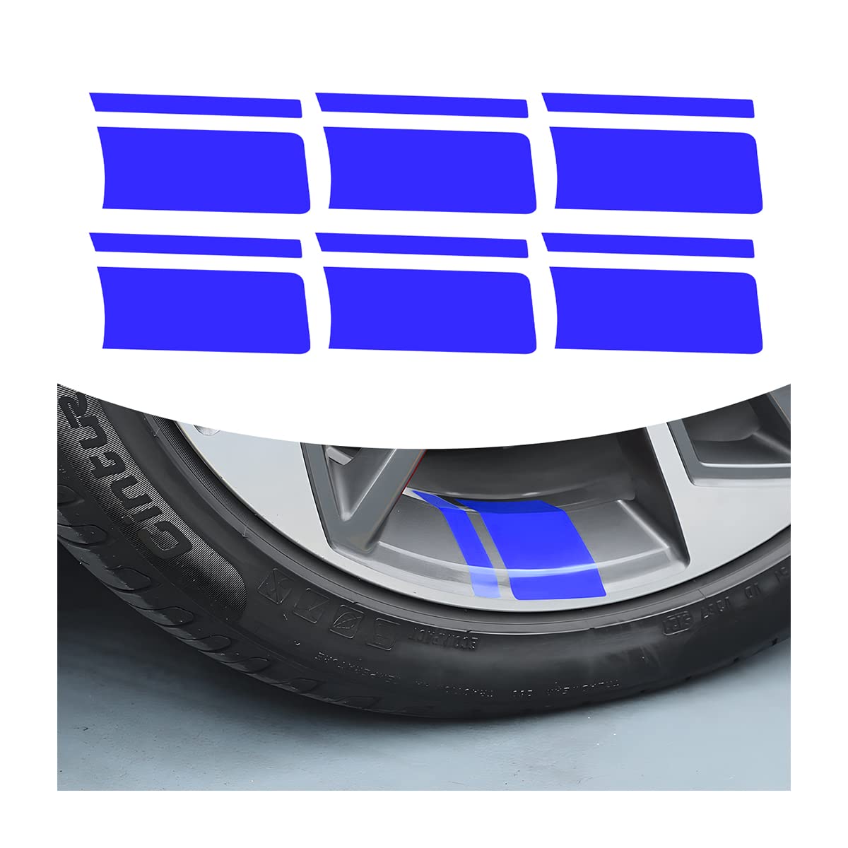 CGEAMDY 6 Stück Autorad Reflektierende Aufkleber, Auto Styling Auto Reifen Felge Dekoration Zubehör, Auto Selbstklebende Aufkleber DIY Motorrad Rad Aufkleber(Blau) von CGEAMDY