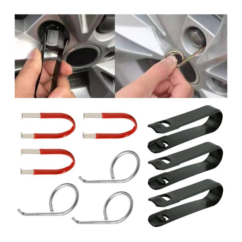 CGEAMDY 9 Pcs Radschrauben Kappen Werkzeug, 3 Versionen Ersatz Radkappen Tools, Radmutterkappen Abzieher, Demontagezange Abzieher Removing Various Wheel Bolt Covers von CGEAMDY