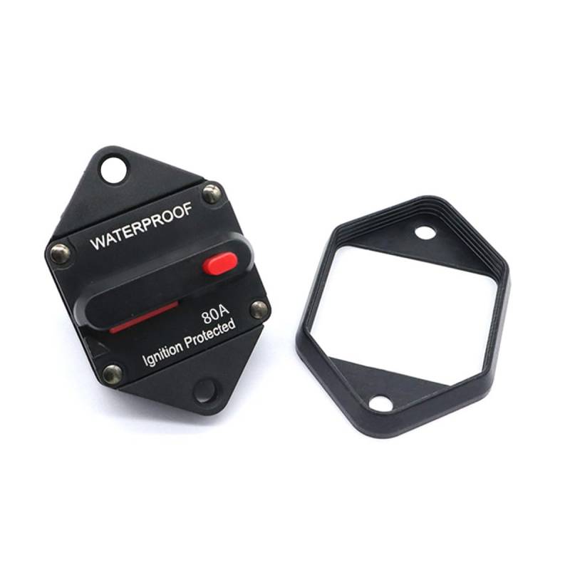 CGEAMDY Auto Audio Leistungsschalter, Schutzschalter Für Auto Boot Sicherung Zurücksetzen,12v-48v Dc Wasserdicht Sicherungshalter, Für Motor Auto Marine Boat(80A) von CGEAMDY