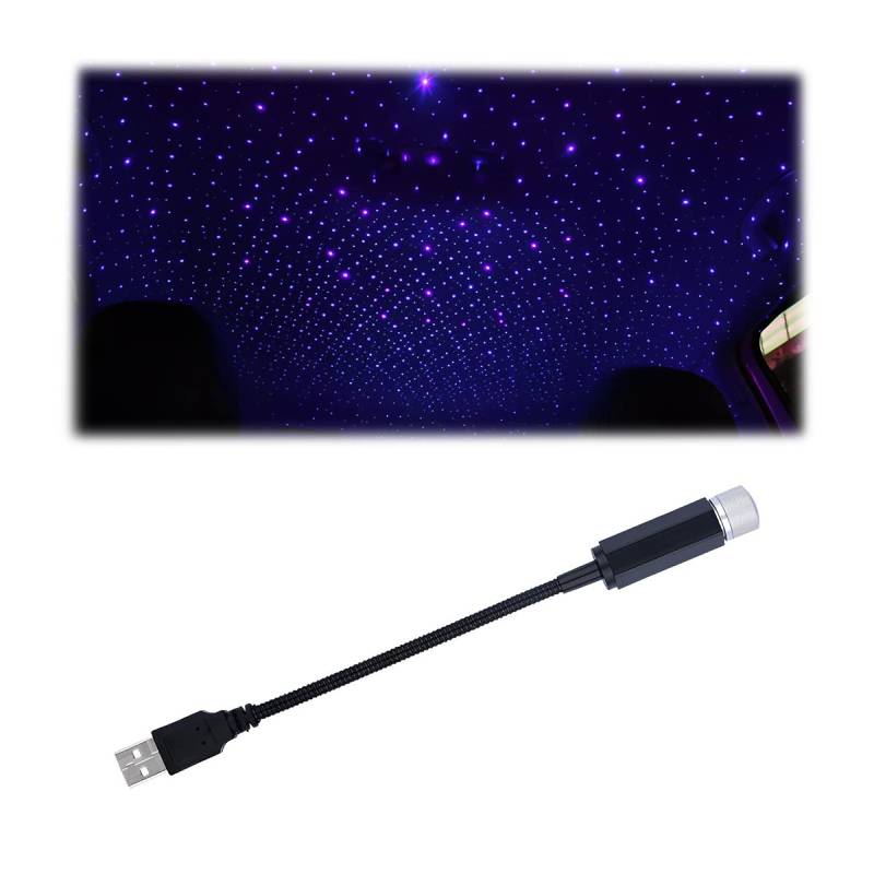 CGEAMDY Auto Dach Stern Nachtlicht, Tragbare USB Auto Dach LED Lichter, Romantische Galaxie Atmosphäre Lichter, Sound aktiviert und automatisch rotierend, Stern-Projektor, Plug and Play (Violettblau) von CGEAMDY