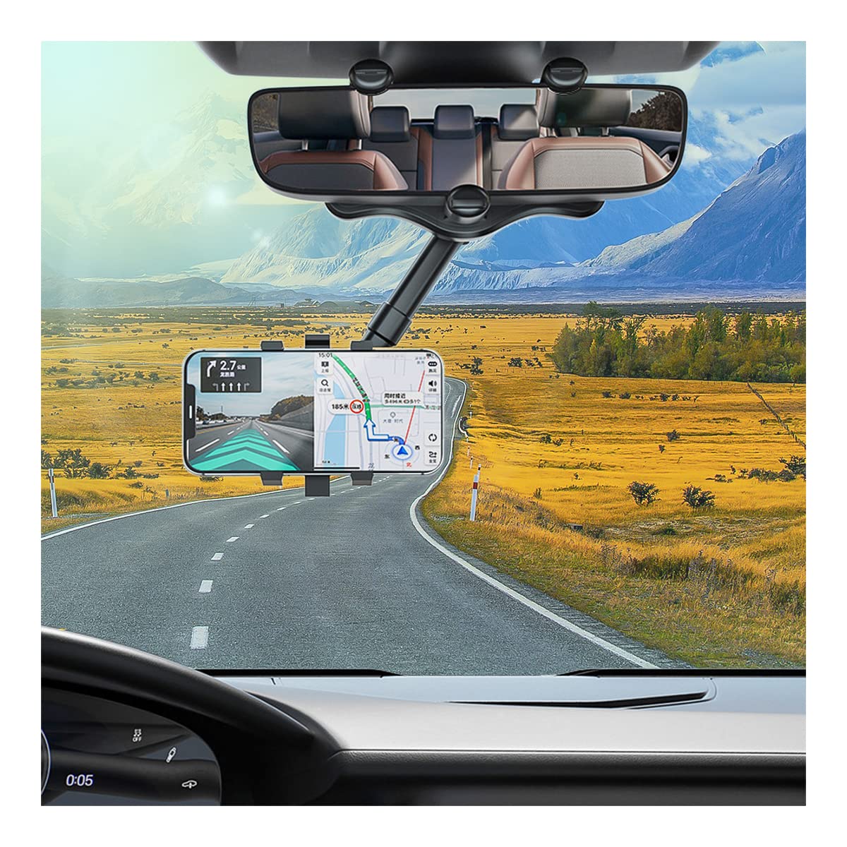 CGEAMDY Auto Handyhalter, Multifunktionaler Rückspiegel Telefonhalter, 360 Grad Drehbar Einstellbare Ständer Universal KFZ Handy Halterung für Alle Smartphone von CGEAMDY