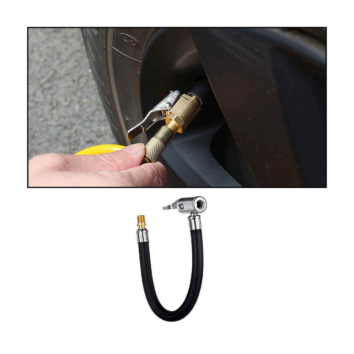 CGEAMDY Auto Inflator Schlauch, Auto Reifen Reifenfüller Schlauch, Reifenfüller Schlauchadapte, Luftpumpen-Verlängerungsrohr, Inflator Pumpe Schlauch für Auto(30cm) von CGEAMDY