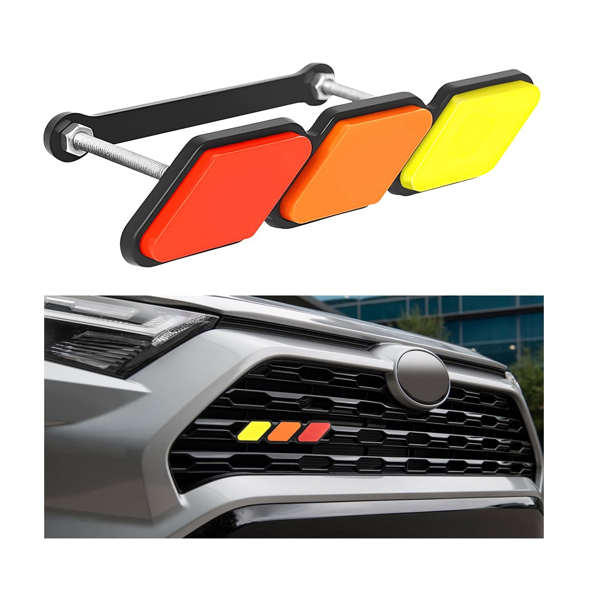 CGEAMDY Auto Kühlergrill Einsatz Trim, 3 Farben Kühlergrill Badge Grillemblem, Car Styling Zubehör Kühlergrill Badge Emblem Dekoration Logo für Car Truck Tag(Rot) von CGEAMDY