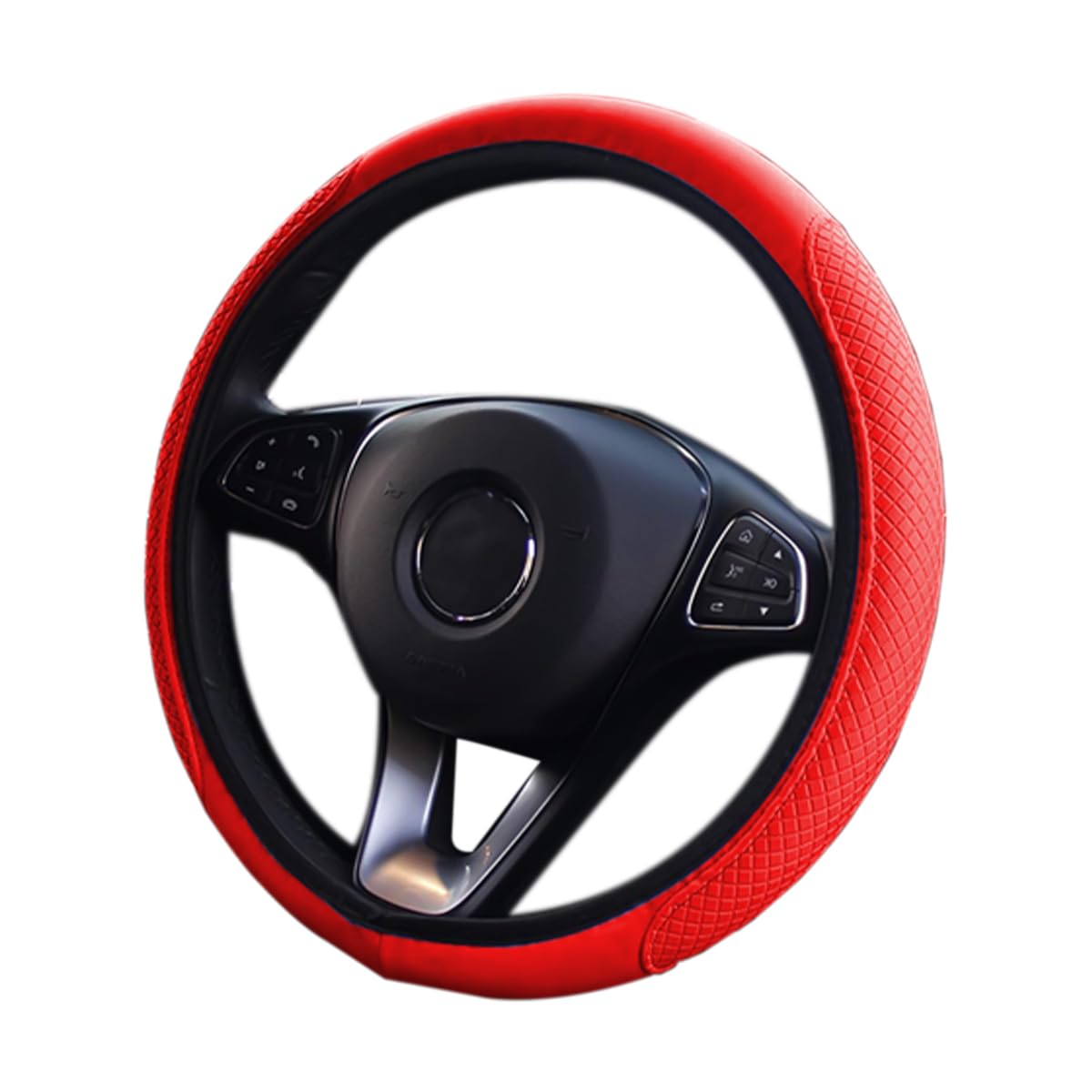 CGEAMDY Auto Lenkrad Abdeckung, Universal 38 cm Microfiber Lenkradhülle, Anti Rutsch Atmungsaktiv Lenkradabdeckung, Geruch frei Lenkradbezug Lenkradschoner(Rot) von CGEAMDY