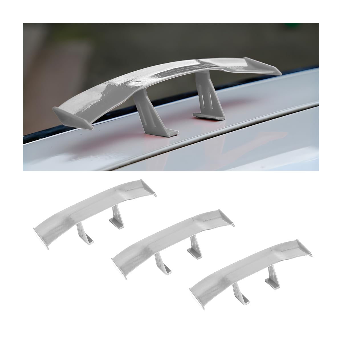 CGEAMDY Auto Mini Schwanz Spoiler Flügel, 3 PCS Universal Auto Mini Spoiler Wing, Auto Heckflügel-Dekoration OhnePerforation Kann für Alle Fahrzeugumbauten(Grau) von CGEAMDY