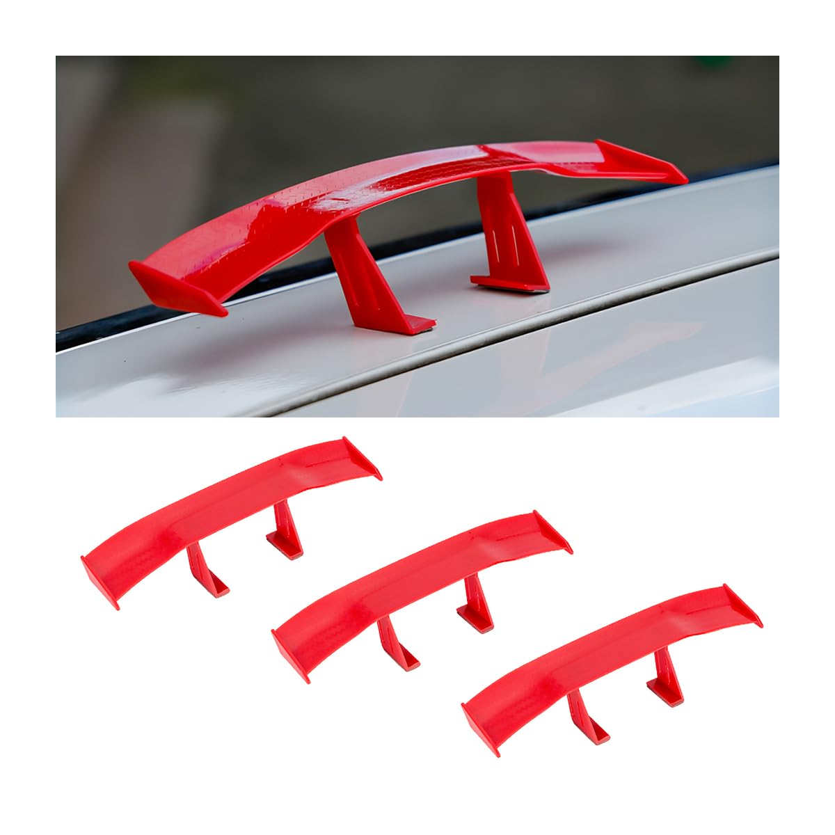 CGEAMDY Auto Mini Schwanz Spoiler Flügel, 3 PCS Universal Auto Mini Spoiler Wing, Auto Heckflügel-Dekoration OhnePerforation Kann für Alle Fahrzeugumbauten(Rot) von CGEAMDY