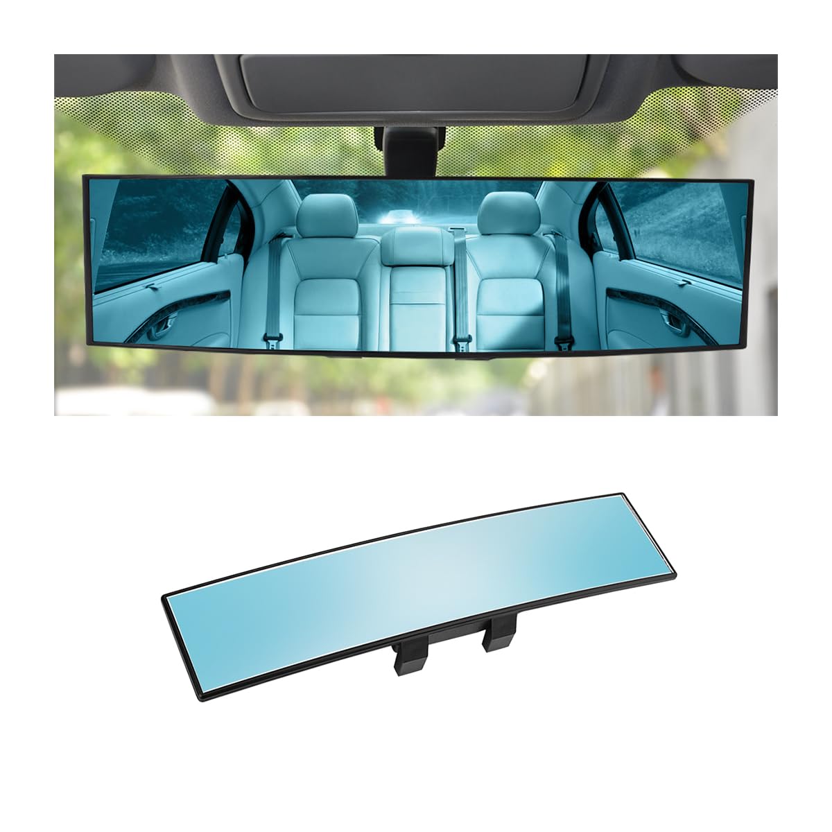 CGEAMDY Auto Rückspiegel, Autospiegel Große Vision Weitwinkel Flachspiegel, Blendschutz Rückspiegel, Universeller Auto Innenspiegel Ersatz für PKWs, SUVs und LKWs (Blau) von CGEAMDY
