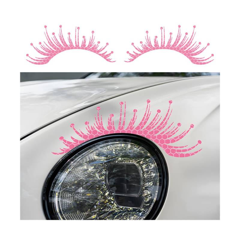 CGEAMDY Auto-Wimpern Für Scheinwerfer-Aufklebers, Autoscheinwerfer Augenbrauen Reflektierende Aufklebers, Universelles Dekoratives Zubehör Für Autos, Elektrofahrzeug, Motorrad, SUV(Rosa) von CGEAMDY