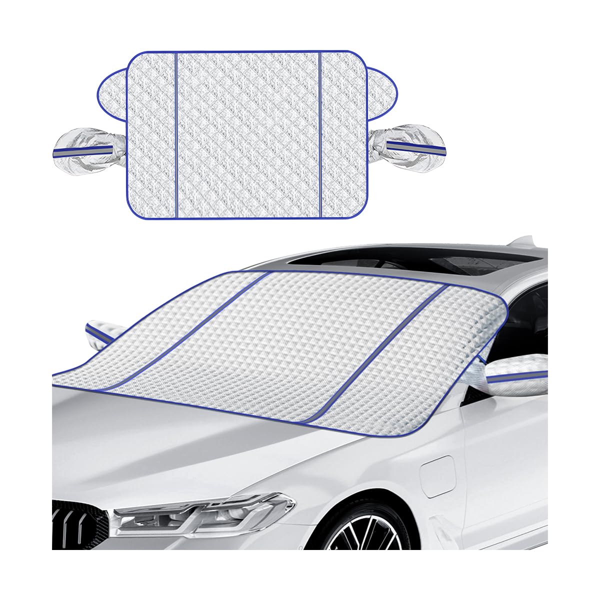 CGEAMDY Auto Windschutzscheiben Abdeckung, Ultra-Dick Schutzabdeckung Schnee EIS Frost Staub Wasserbeständig UV Universal, Auto-Schneeschild Winter-Frontscheibe Schneeschutzabdeckung(115x160cm) von CGEAMDY