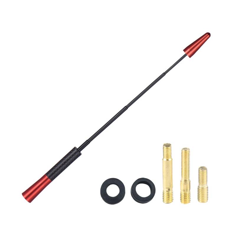 CGEAMDY Autoantenne, Radio Antenne Teleskop FM, Einziehbare Antenne Aus Kohlefaser, Autoradio Auto Dachantenne Kurz Mit Starker FM/AM Empfangsfunktion(Rot) von CGEAMDY