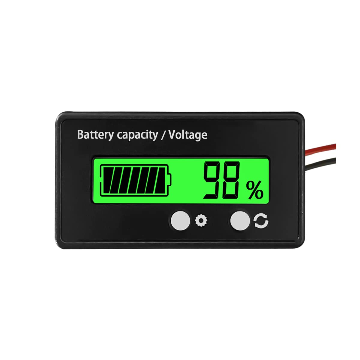 CGEAMDY Batterie Kapazität Voltmeter Monitor,Batteriekapazität Spannung Meter mit Alarm, DC 12V 24V 36V 48V Blei-Säure und Lithium Lon Batterietester(Grün) von CGEAMDY