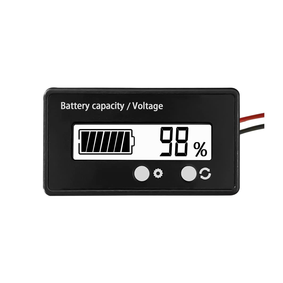 CGEAMDY Batteriekapazität Spannung Meter mit Alarm, DC 12V 24V 36V 48V Blei-Säure und Lithium Lon Batterietester, Batterie Kapazität Voltmeter Monitor(Weiß) von CGEAMDY