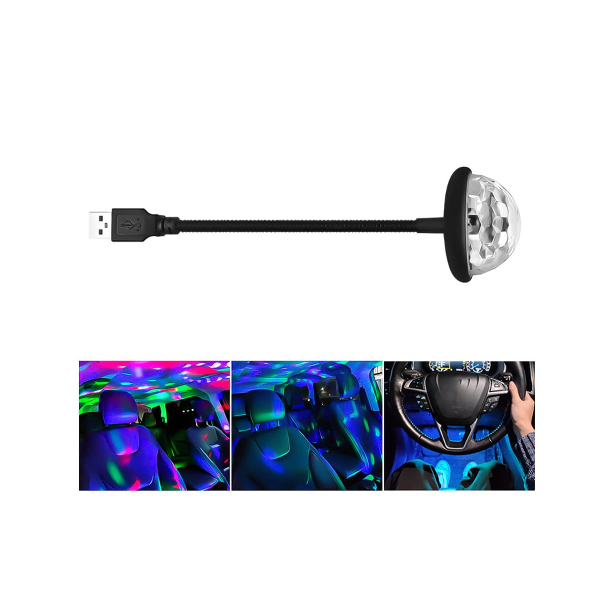 CGEAMDY Bunte Blinkende Atmosphärenlichter, USB-Nachtlicht 360° Rotierende Atmosphäre Sternenhimmel Lampe, Flexible Auto-Innenraum-Dekoration Lampen für Home Party Auto von CGEAMDY