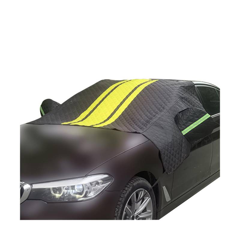CGEAMDY Frontscheibenabdeckung Auto Eisschutzfolie Scheibenabdeckung, Auto Scheibenabdeckung Winterschutz Abnehmbare, Abnehmbare Windschutzscheibe Abdeckung Universal Personenkraftwagen(Schwarz Gelb) von CGEAMDY