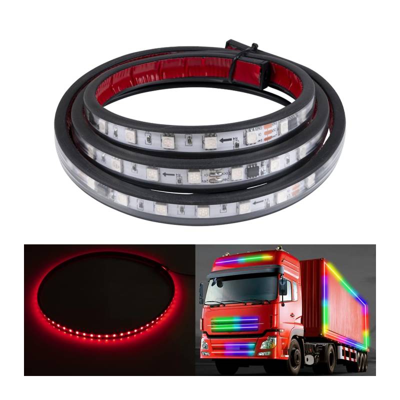 CGEAMDY Heckklappen-Lichtleiste, LED Auto Lichtstreifen Außen, 24V LED Traumfarbe LKW Lichtleiste, LKW Strobe-Bremslichter, Farbstreifen Für Transporter Und Anhänger, Auto Universal Deko Zubehör von CGEAMDY
