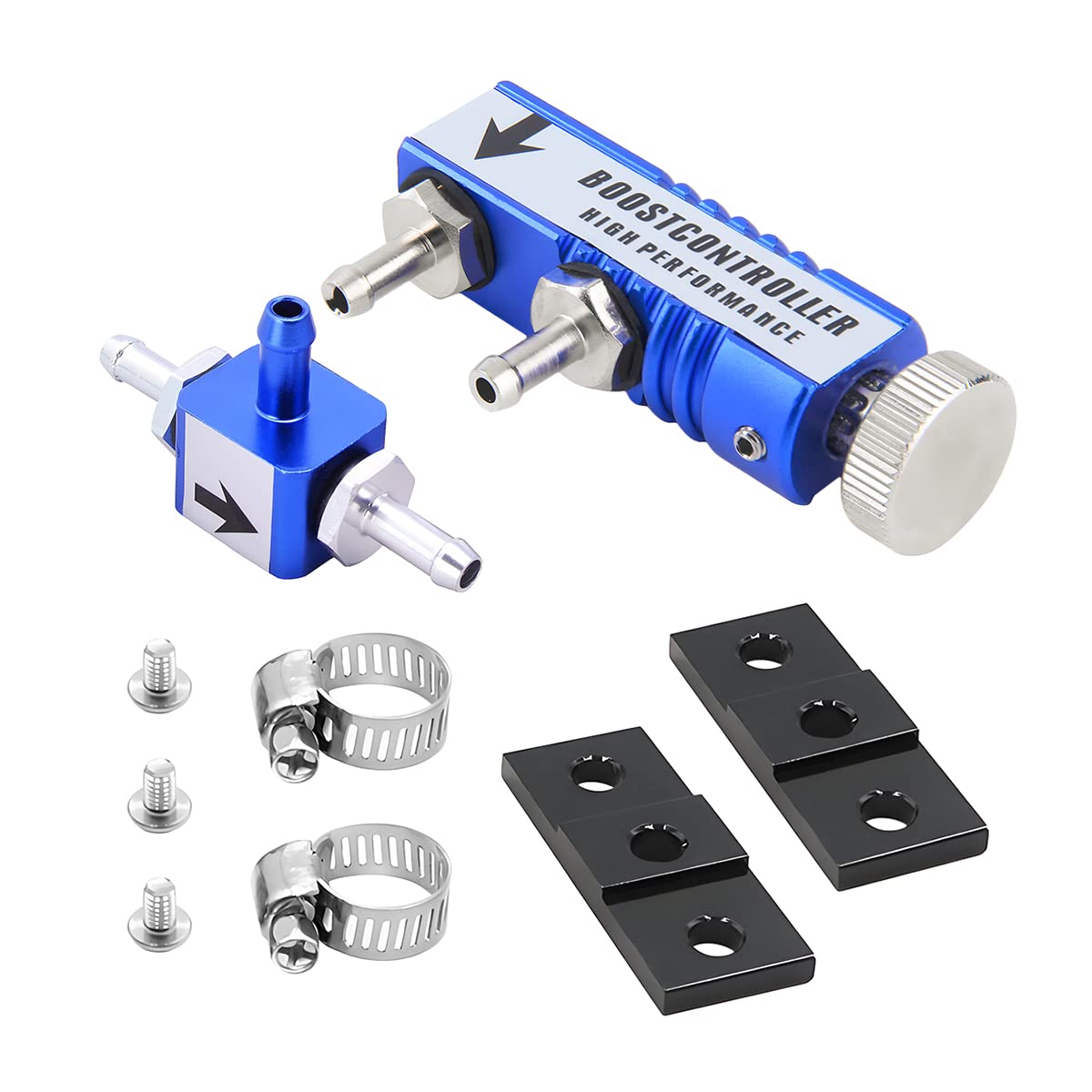 CGEAMDY Manueller Turbo-Boost-Regler, Aluminium Einstellbar Manuell Turbo Boost Regler Controller Ventil, Universal Entlüftungsventil Kit für Motorteile(Blau) von CGEAMDY