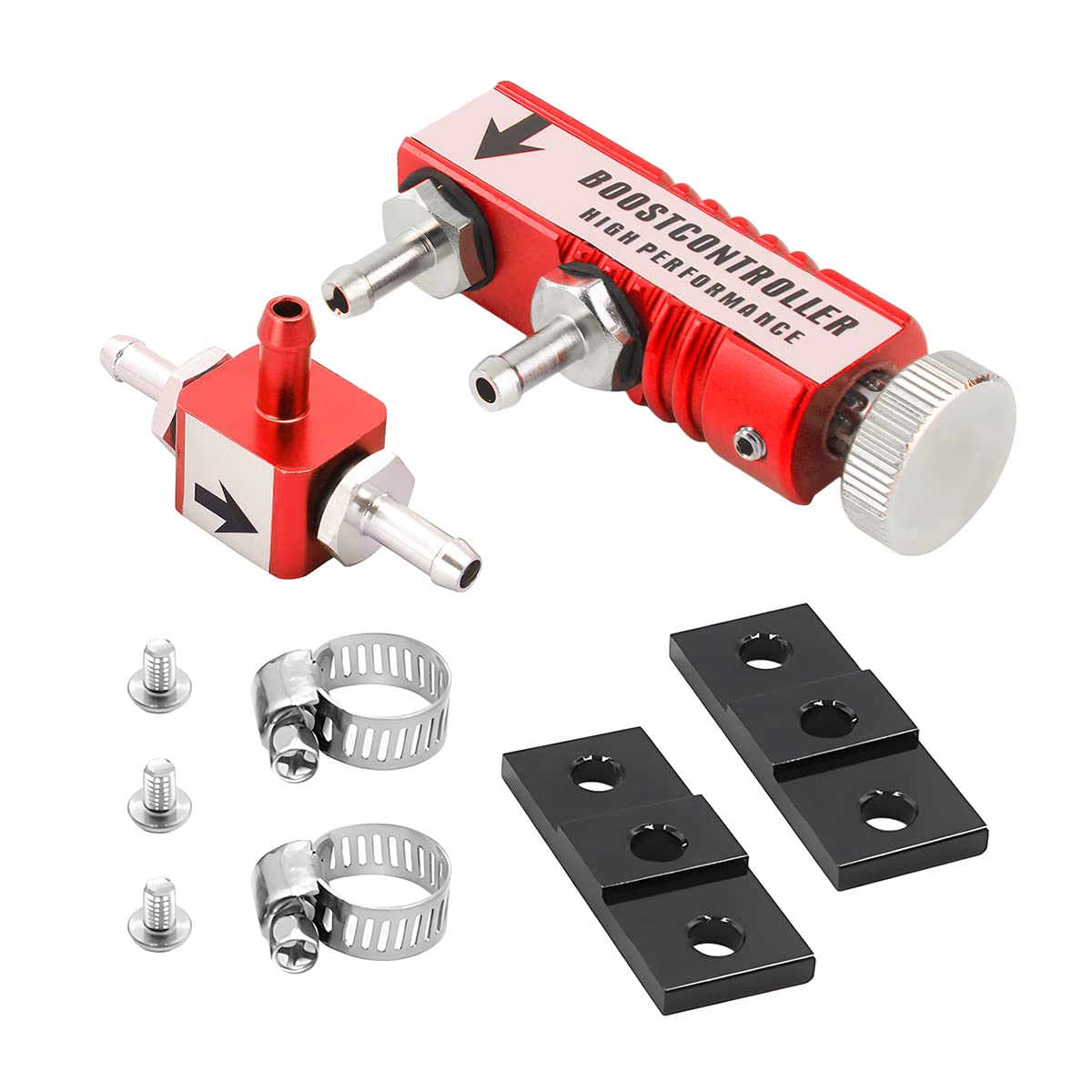 CGEAMDY Manueller Turbo-Boost-Regler, Aluminium Einstellbar Manuell Turbo Boost Regler Controller Ventil, Universal Entlüftungsventil Kit für Motorteile(Rot) von CGEAMDY