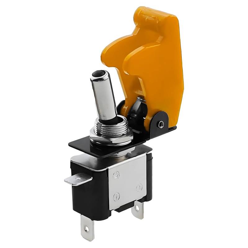 CGEAMDY Auto Kippschalter, Ein/Aus Metall Auto Wippschalter, 2-Pin Rocker Toggle Switch Mit Wasserdicht Schutzkappe, Metall-Kippschalter Zum Auto KFZ LKW Boot (Gelb) von CGEAMDY