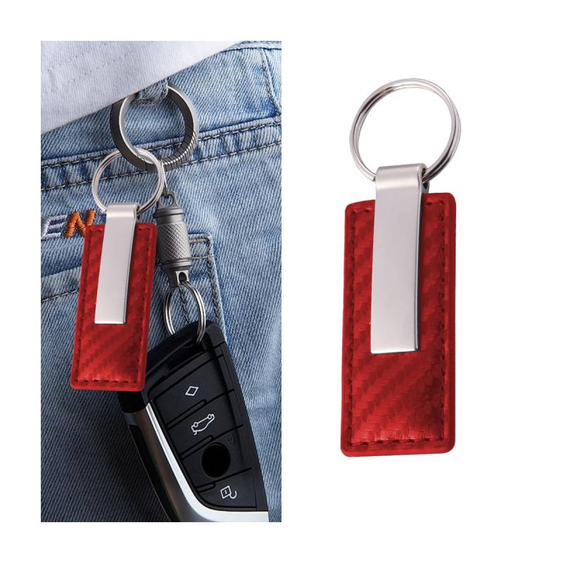 CGEAMDY Mikrofaser-Leder-Auto-Schlüsselanhänger, Auto Premium Kohlefaser Schlüsselanhänger, Leder Anti Verlust O Ring Mode Schlüsselanhänger(Carbon Burgund) von CGEAMDY