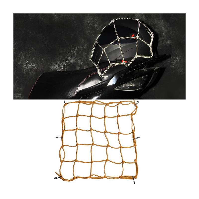 CGEAMDY Motorrad Gepäcknetz Motorrad Netz, Motorrad Gepäcknetz Nylon Spannnetz Sicherungsnetz Fahrrad Spannnetz Autodach Gepäcknetz für Befestigung Helm(Gelb) von CGEAMDY