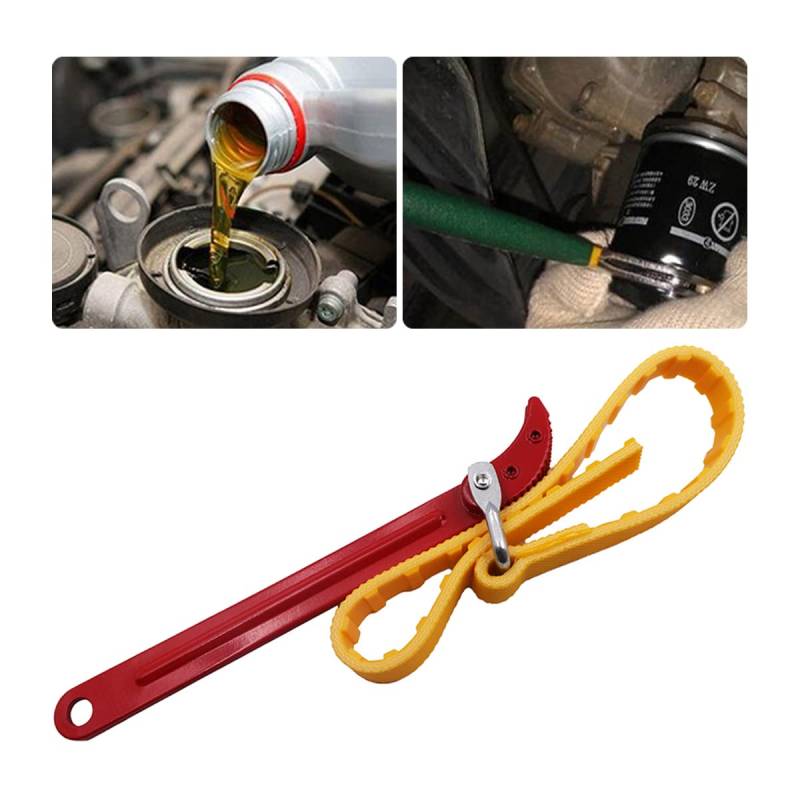 CGEAMDY Ölfilterschlüssel Bandschlüssel, Einstellbar Multifunktionale Riemenschlüssel, Gummi Ölfilter Riemenöffner Schraubenschlüssel für Autotraktoren Ölfilter (26.5cm) von CGEAMDY