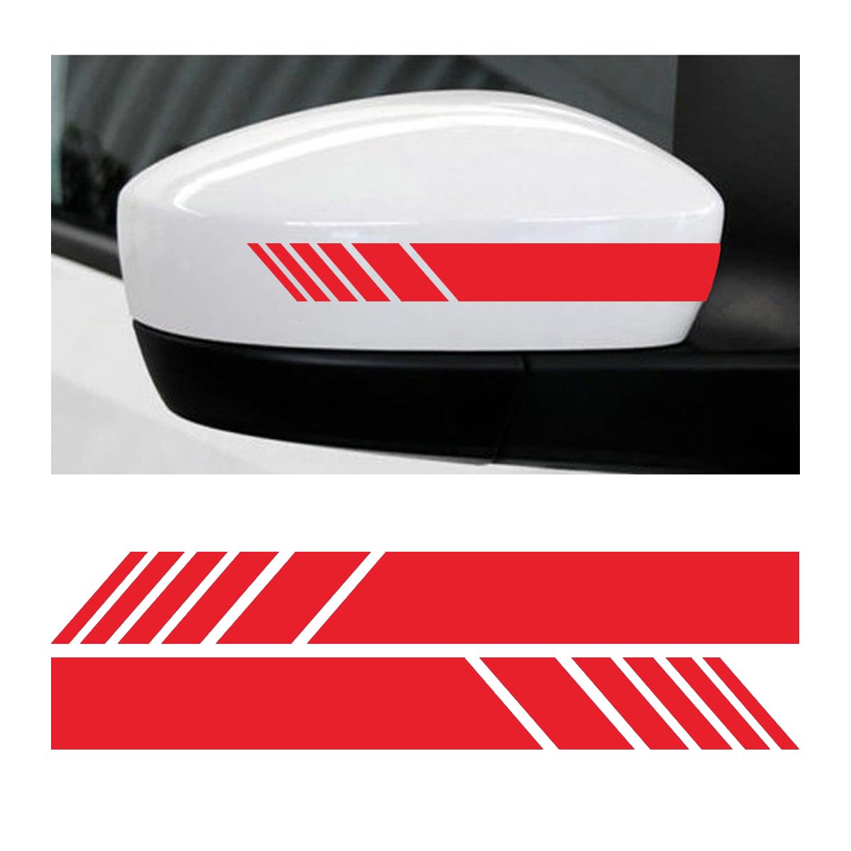 CGEAMDY Paar Rückspiegel Auto Aufkleber Reflektierende Streifen, PET Wasserdicht Autospiegel Aufkleber DIY Dekoration für Auto Seitenspiegel Rückspiegel(Rot) von CGEAMDY